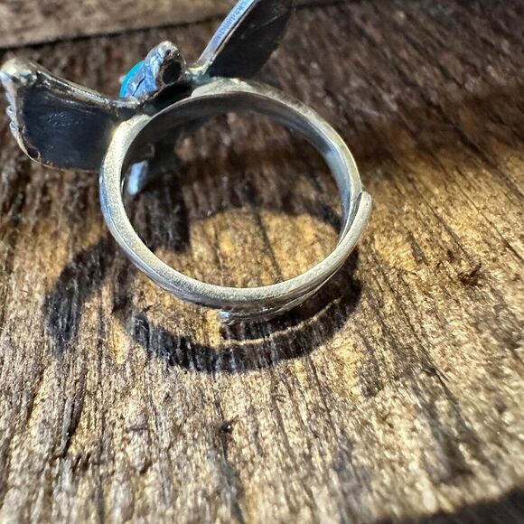 Eagle Emblem Turquoise Sterling Silver Ring – Handcrafted Native American Jewel - Picture 7 of 11